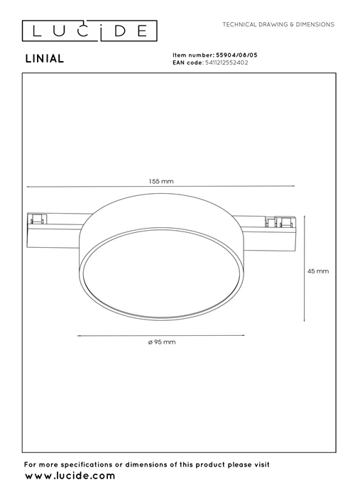 Lucide Premium LINIAL FIXXT - 1-Circuit lighting system/ Smart Rail Lighting - 1xLED -Champagne - technical